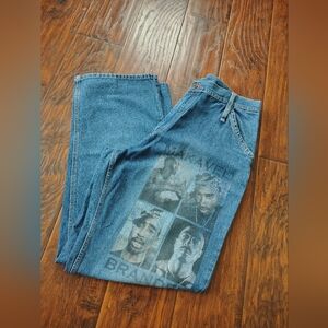Vintage Y2K Tupac Makaveli Branded blue denim jeans Size 36x34